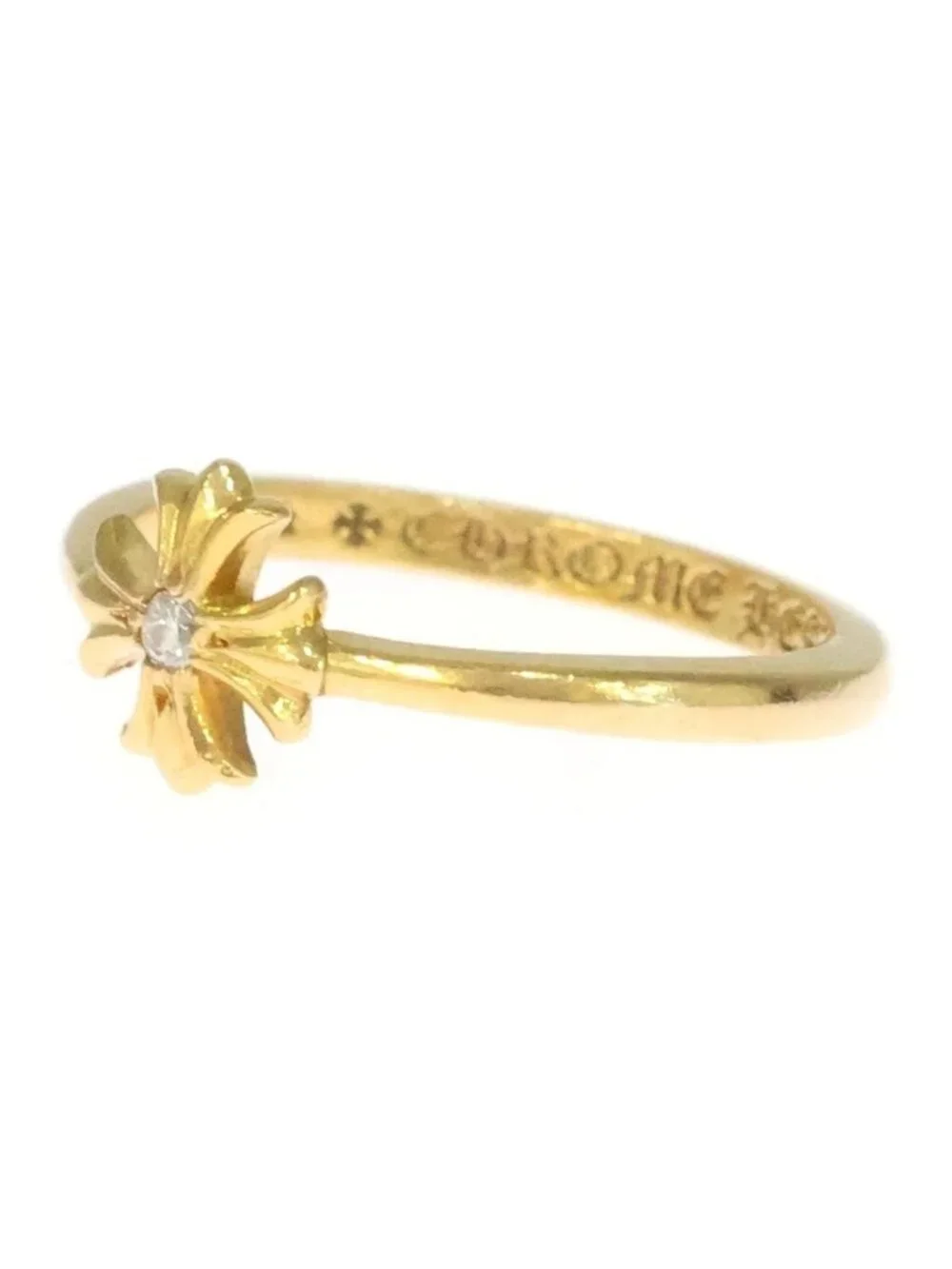 Chrome Hearts 22k Bubblegum CH Dia Bubble Gum CH Pla Sling 1 Diamond Gold Ring